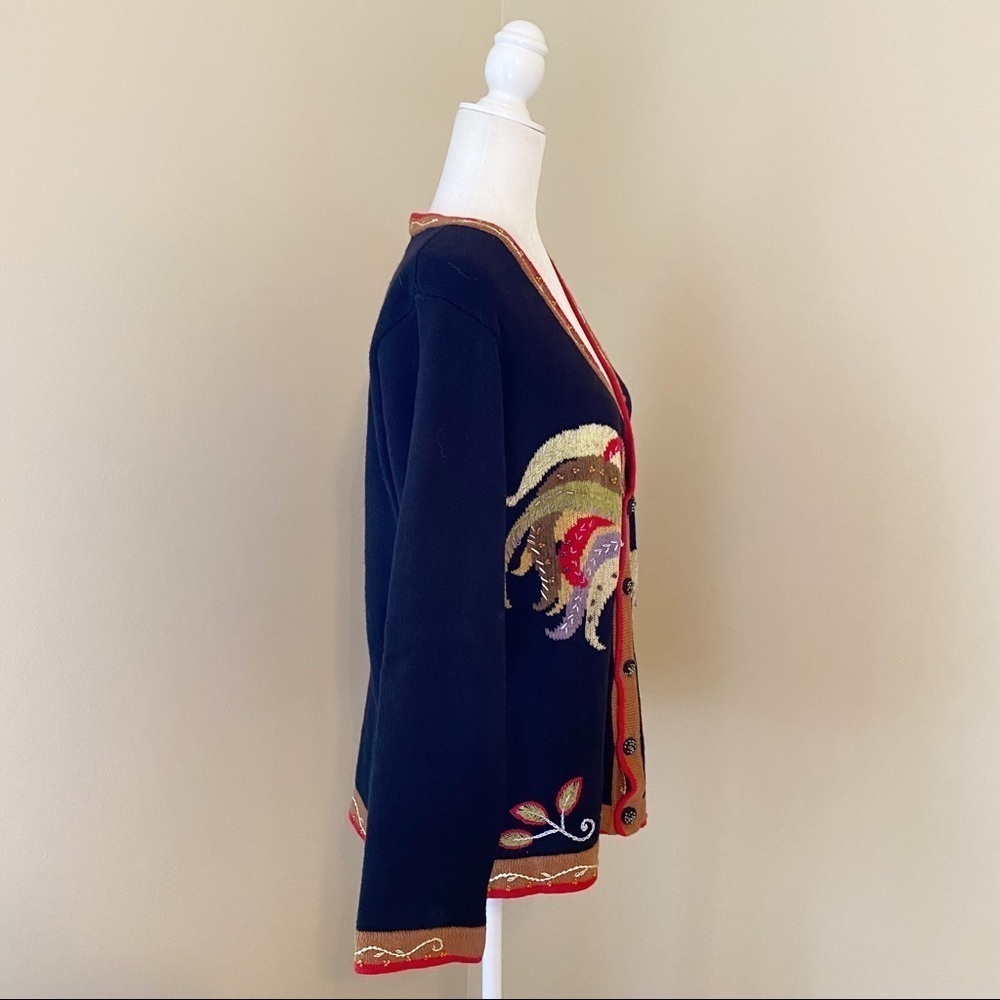 Vintage J Two NY Rooster Embroidered Cardigan Sweater - M - Picture 3 of 14